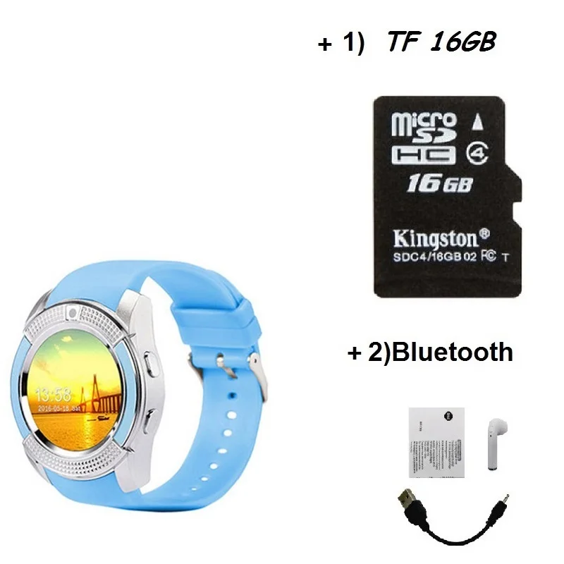 Blue with TF BT Stepfly SM08 Смарт-часы 1,22 дюймов полный круглый дисплей 2G один nano sim bluetooth Смарт-часы - Цвет: Blue with TF BT