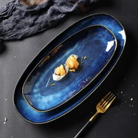 fish plate creative cat eye blue fish fruit dish food tray food large serving plate snack plate for kitchen restaurant hotel