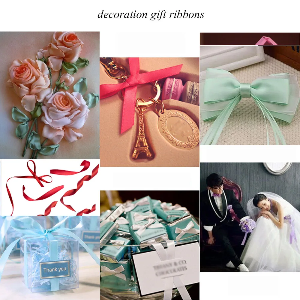 10 шт. Сатиновые ленты шириной 25 ярдов 6 мм для свадьбы украшения рождественской