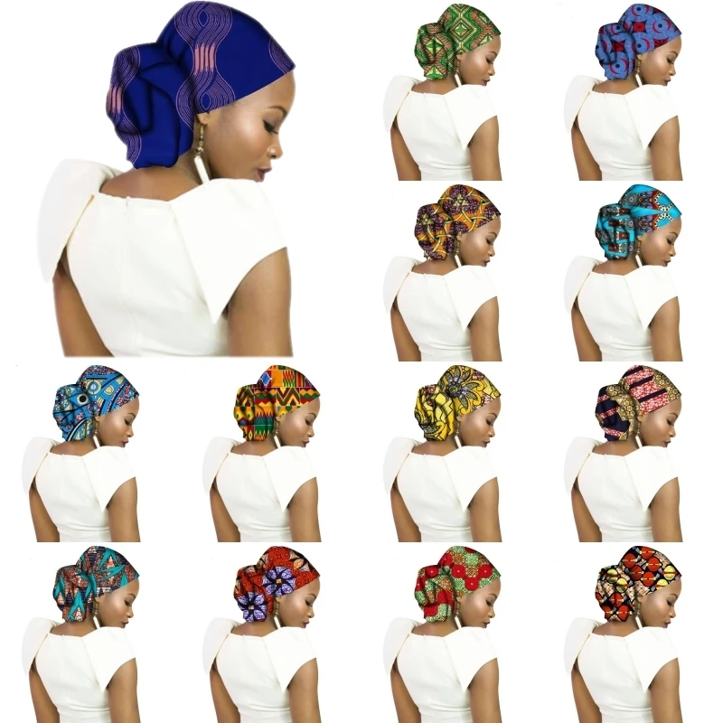 Бандана из хлопка с Африканским воском и принтом длинная головная повязка