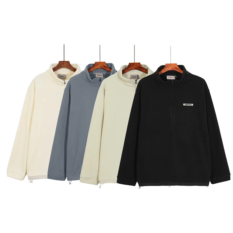 

Fog high street fashion sports jacket Street trendy loose half zipper Plush elastic Pullover