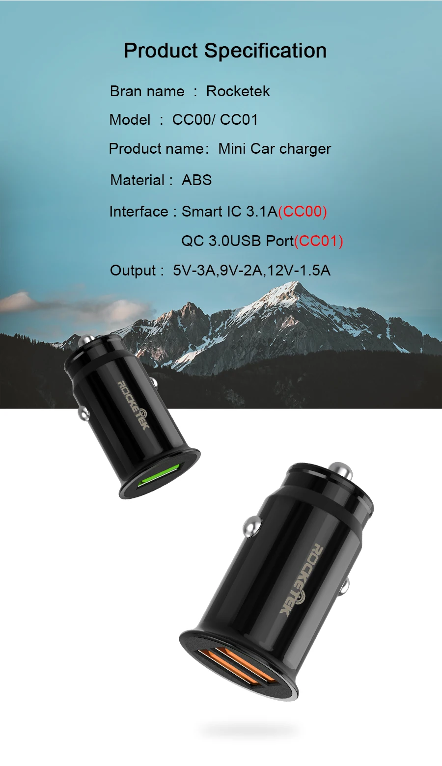 Автомобильное зарядное устройство Rocketek mi ni USB Quick Charge 3.1A автомобильное зарядное устройство для iPhone samsung Xiaomi mi QC3.0 QC Быстрая зарядка для мобильных телефонов