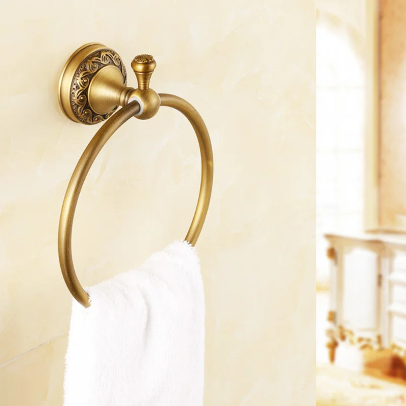 

Antique Solid Brass Pendant Bathroom Rack Vintage Towel Rack Bathroom Accessories Wall-mounted Bathroom Products