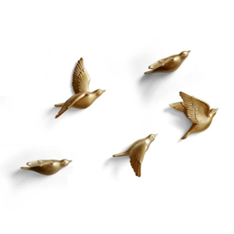 

Resin Birds for Wall 3D Sticker Living Room Animal Figurine Wall Murals Tv Wall Background Decorative Home Decor Birds