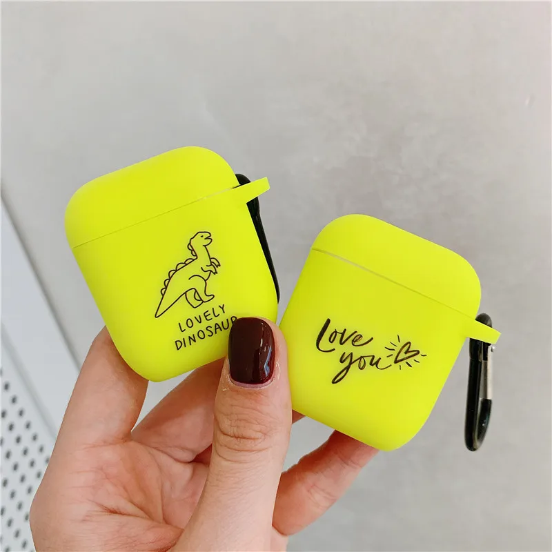 Флуоресцентные цветные буквы чехол для Apple Airpods 2/1 милый Bluetooth наушники мягкий Airpod