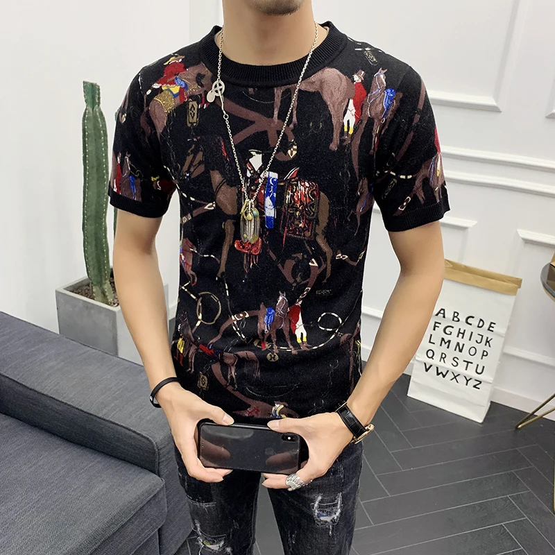 Camisetas Hombre Повседневная футболка Топы с принтом короткая рубашка 2019 короткий