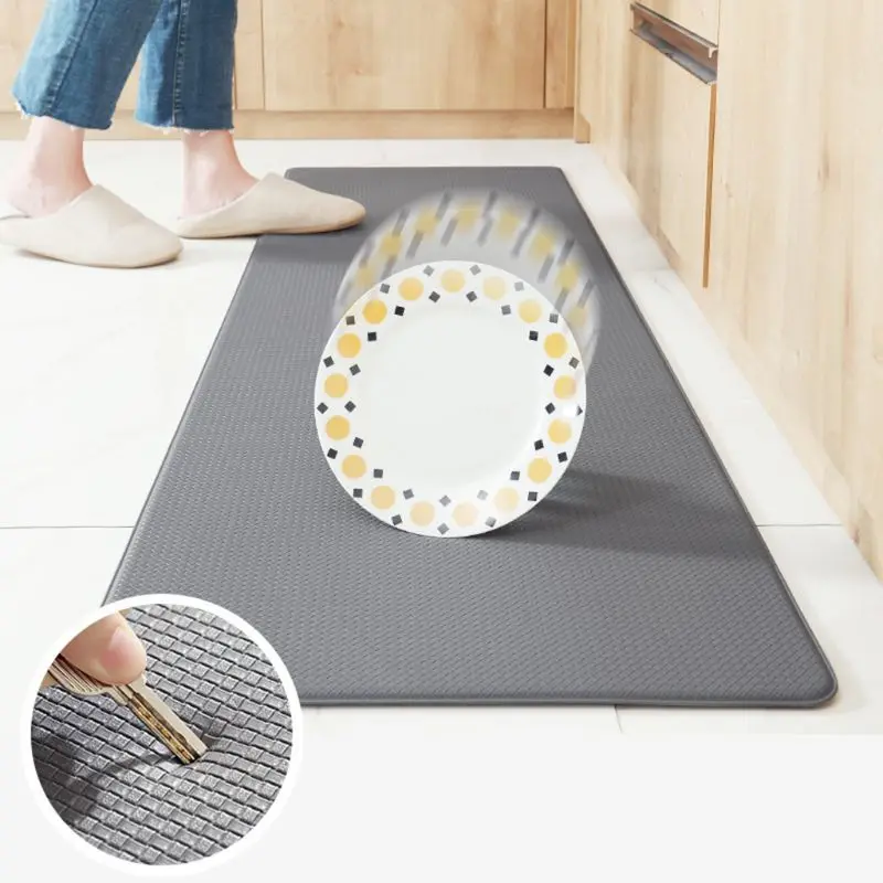 

Anti Fatigue Kitchen Mat Diamond Weave Non-Skid Faux Leather Waterproof Rugs