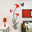 Креативные Акриловые 3d наклейки на стену в гостиную с цветами, фоновое украшение на стену, с кристаллами, три объемный стикер