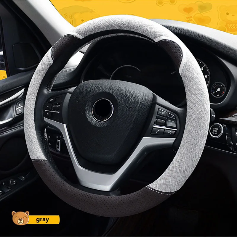 Льняная Крышка для руля cubierta volante крышка авто симпатичная ручка чехол женщин 38 см