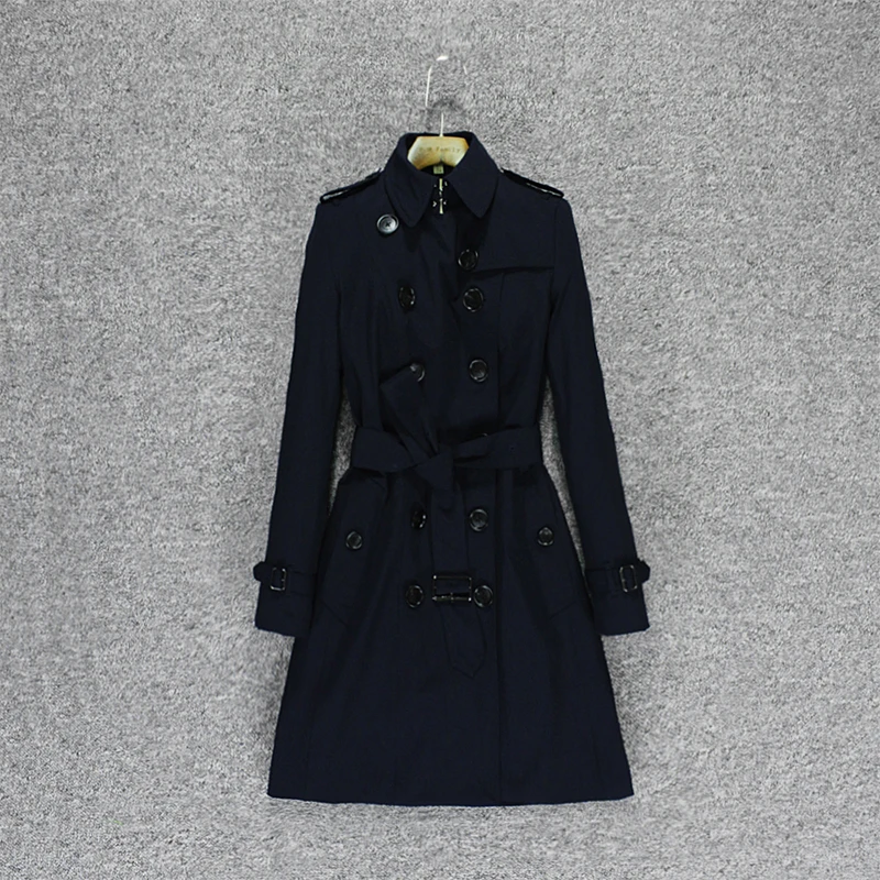 Длинное пальто в европейском и американском британском стиле тонкий Тренч |