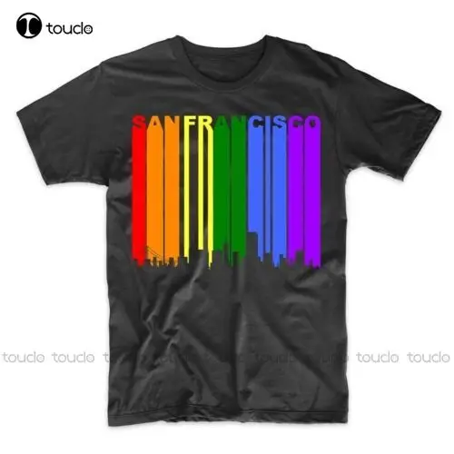 

San Francisco California Downtown Rainbow Skyline Lgbt Gay Pride New Funny Print T Shirt Men Hot Brand Clothing