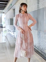 autumn womens 2021 new high end long sleeve french dress celebrity temperament embroidered mulberry silk dress