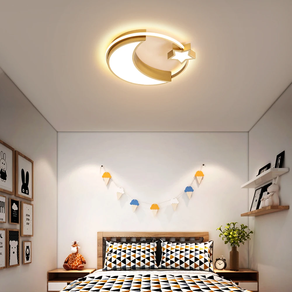 LED Дети Луна Потолочный светильник звезда Диммируемый потолочные светильники с