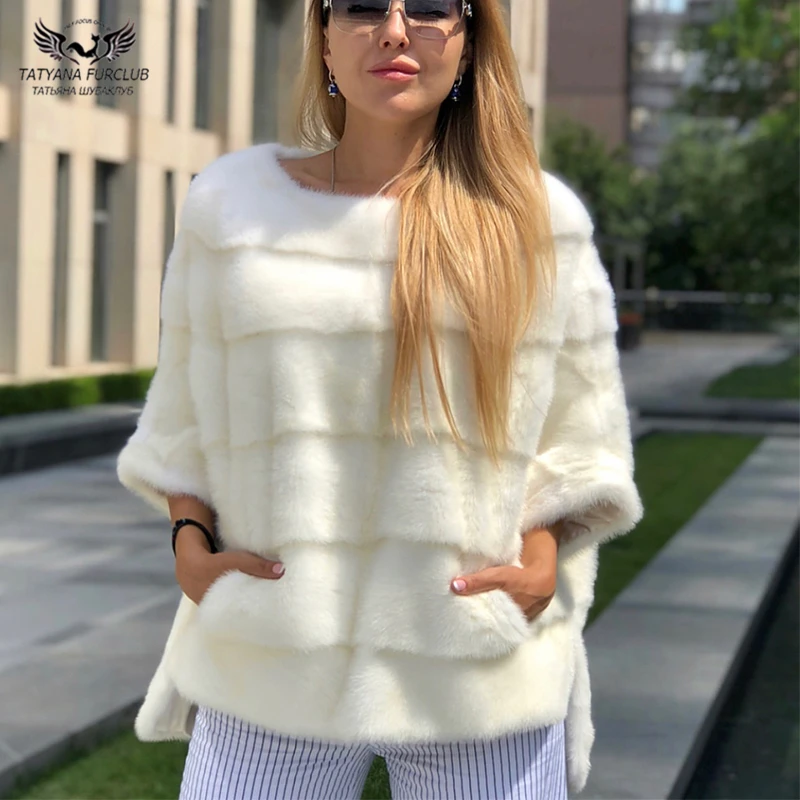 Tatyana furclub натуральное меховое пальто розовая меховая шуба из натуральной норки Зимняя меховая куртка для женщин повседневные топы с круглым вырезом полного размера плюс