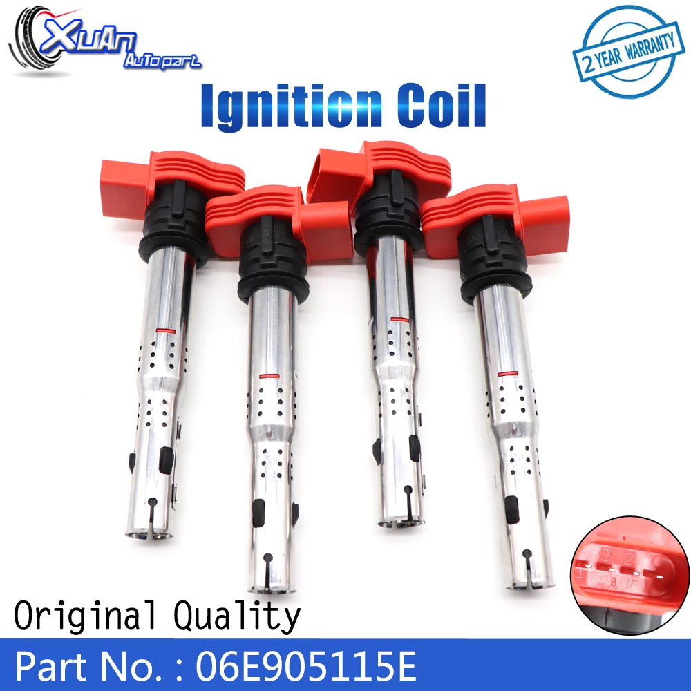 Катушка зажигания XUAN 06E905115E для Volkswagen CC Beetle Eos Golf R Tiguan Audi S3 A4 A5 A6 Q5 R8 Q7 TT allroad Quattro 2 0 л