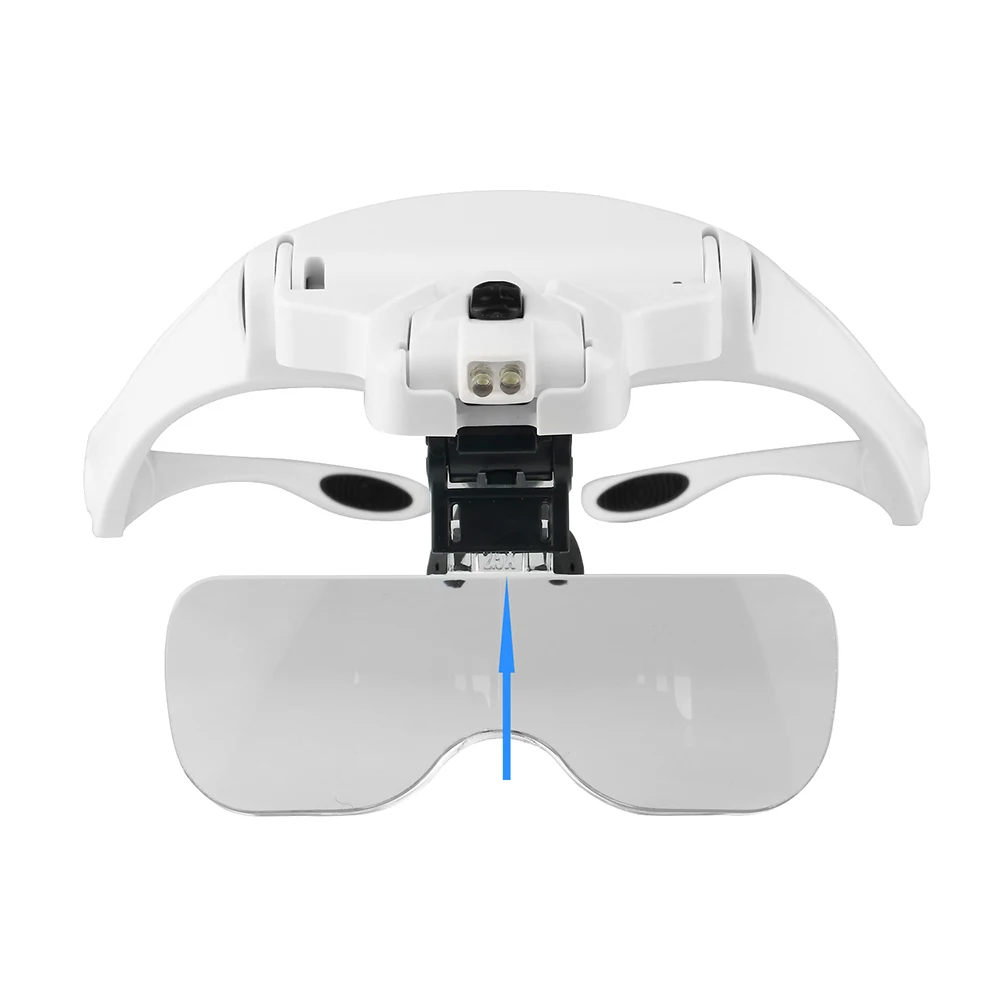 

Magnifier 5 Lens 1.0X-3.5X Adjustable Bracket Headband Glasses Magnifier Loupe with 2 LED Lights Goggles Magnifying Tool