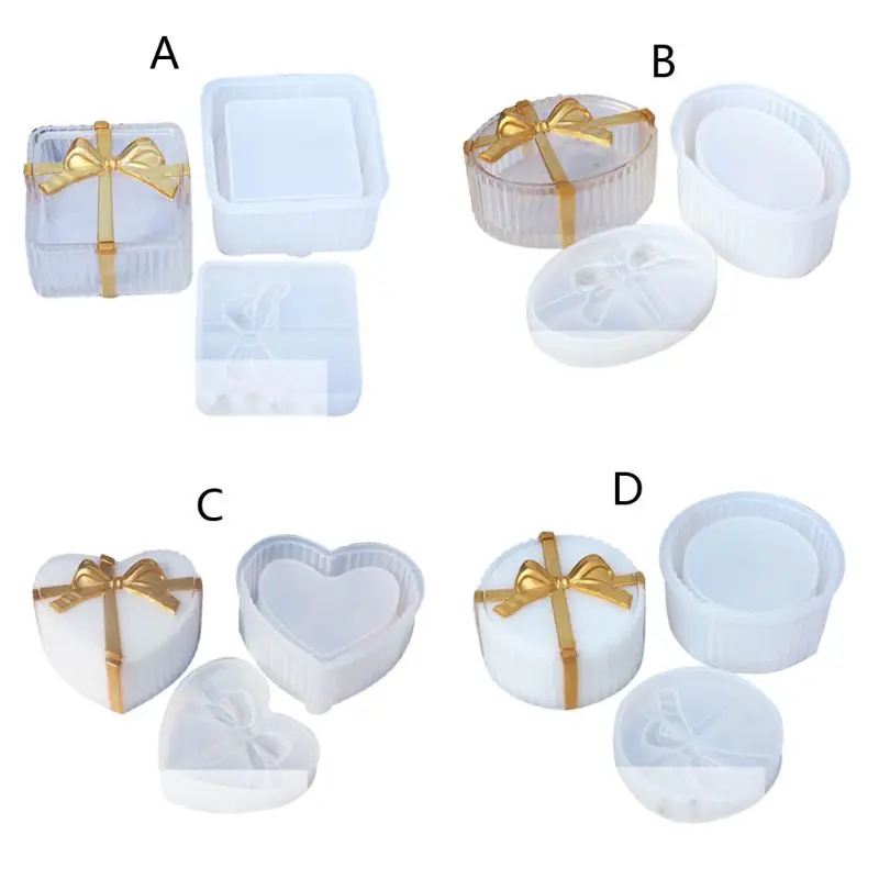 

Silicone Resin Mold Jewelry Storage Trinket Box Mold Hexagon Round Square Mold Drop shipping