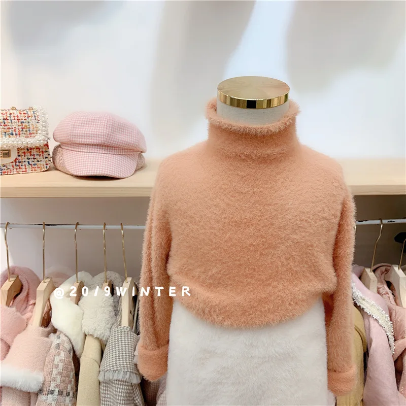 Детская одежда свитер с бархатной подкладкой для девочек корейский на осень и