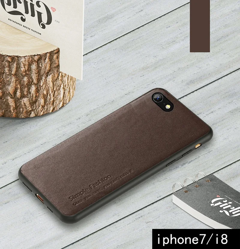 Для iPhone X Xr Xs 11 Pro Max Роскошный чехол из натуральной кожи для iPhone 7 8 Plus анти-осенняя крышка - Цвет: brown