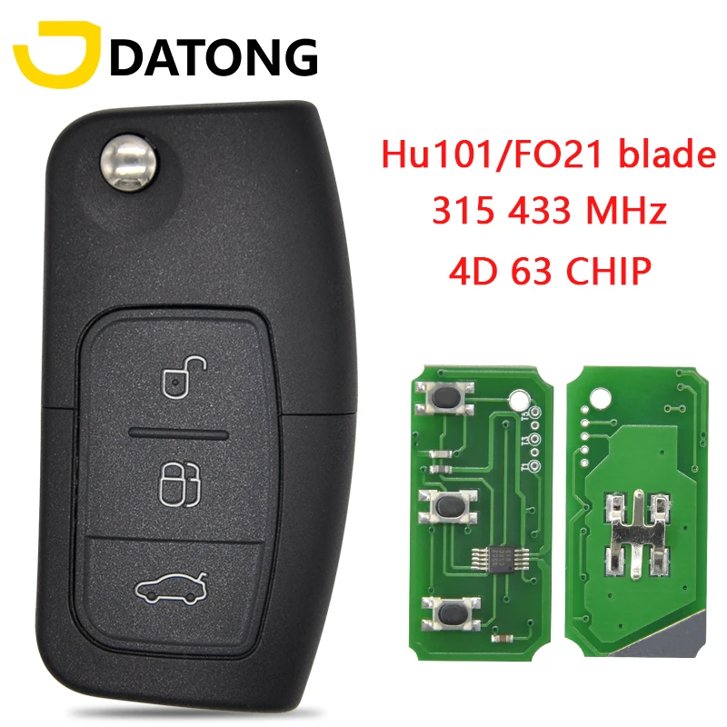 

Datong World For Ford Mondeo Car Remote Key Fit For Fusion Focus Fiesta Galaxy 433Mhz 4D63 Auto Smart Blank Key With FO21 Blade