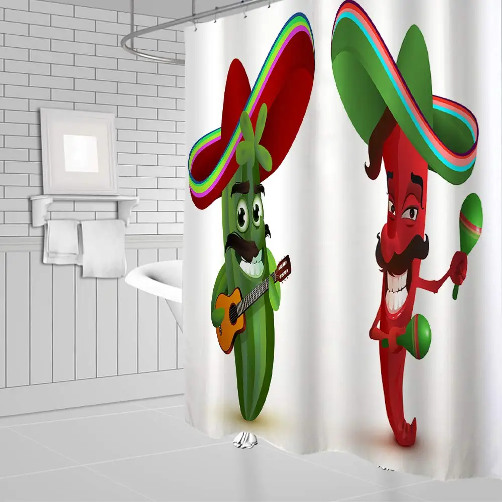 Мультяшный кактус чили шляпа с широким покрытием традиционный декор для ванной