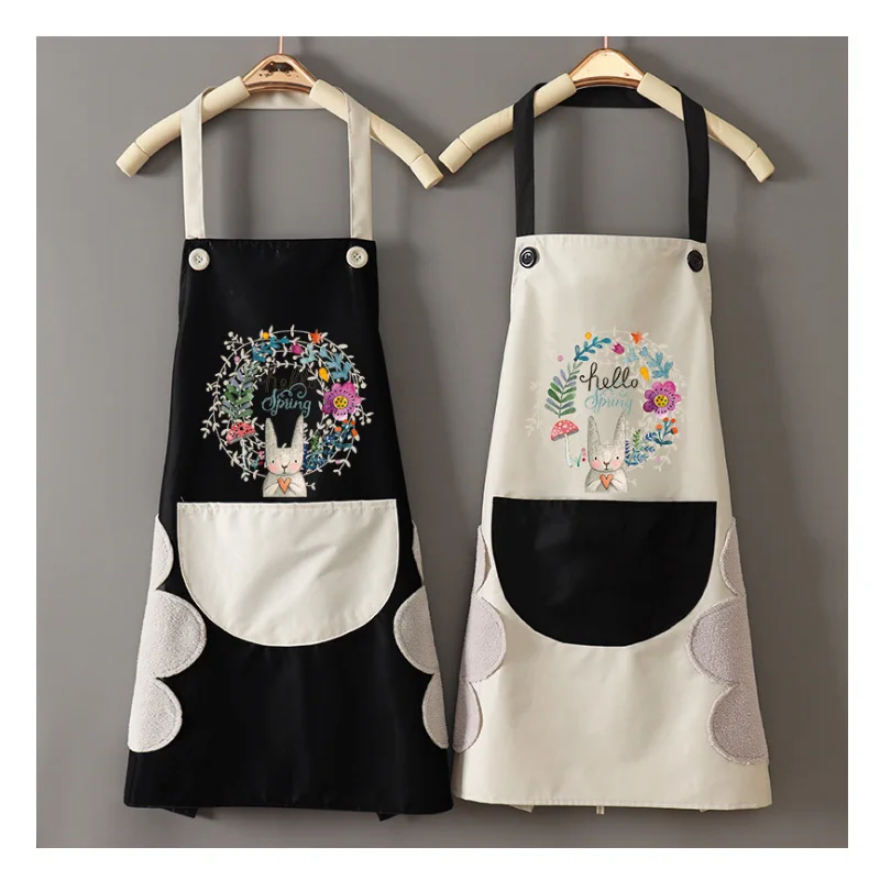 

Waterproof apron household antifouling half length apron advertising cartoon hand wiping apron kitchen work apron