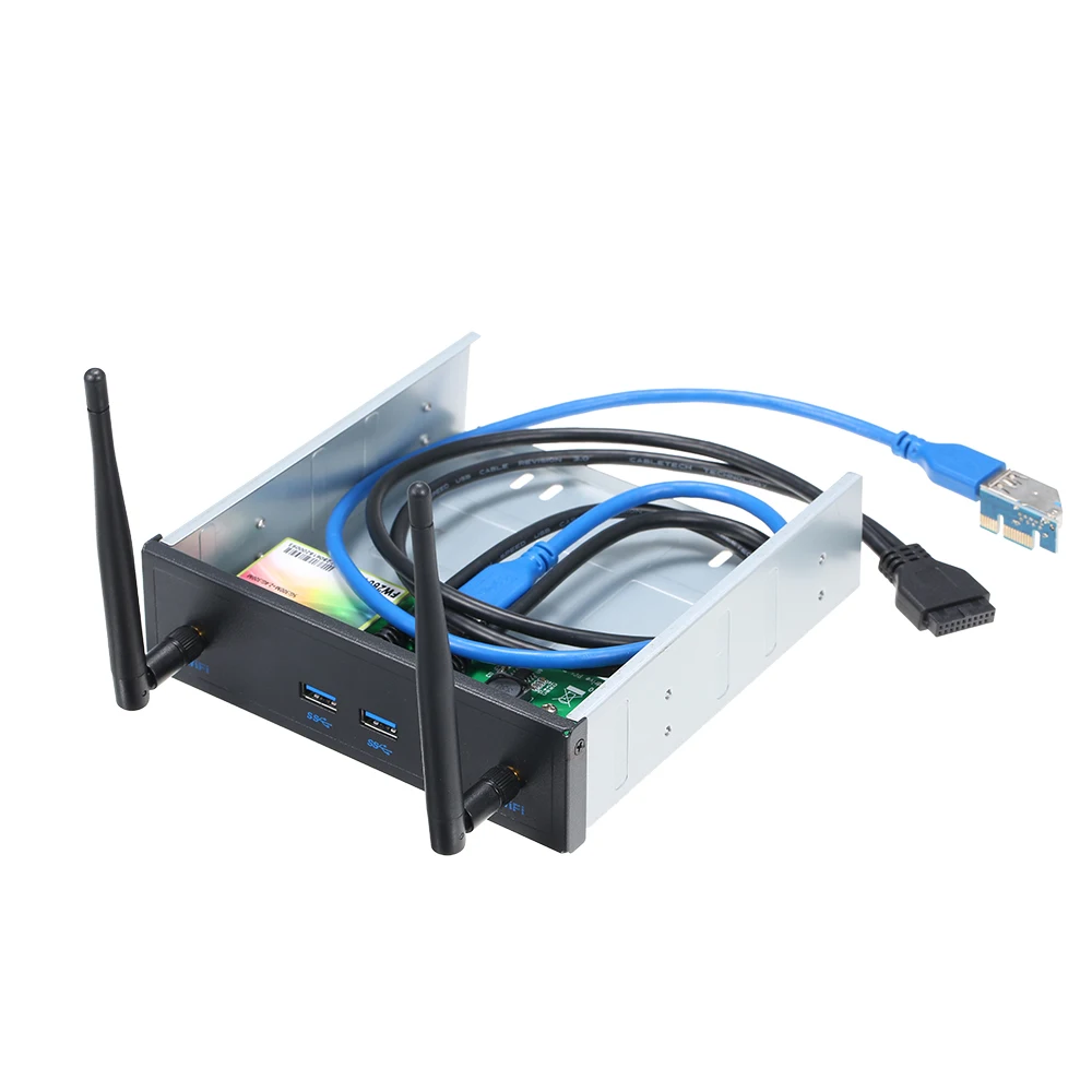 

Pre-Drive Wireless Network Card CD-ROM Expansion Mobile Rack with 2 USB 3.0 Ports 600Mbps for Desktop Windows System