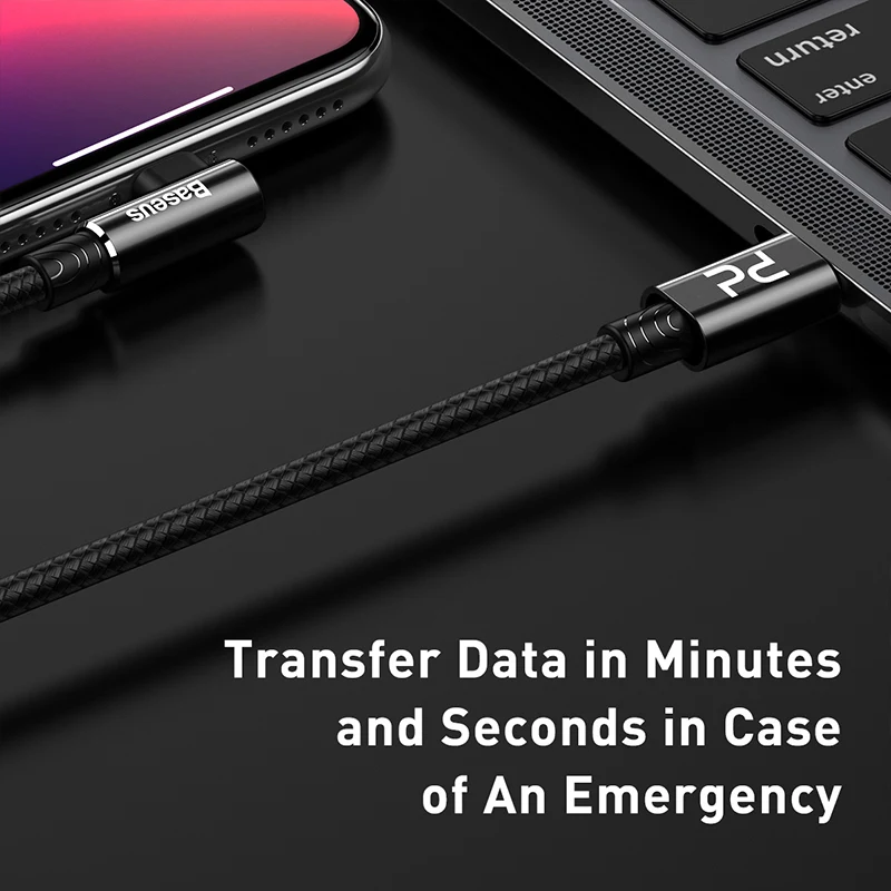 Baseus 18 Вт PD usb type C кабель для iPhone XS Max XR X 8 Plus Быстрая зарядка зарядное устройство USB кабель быстрая передача данных USB шнур провода