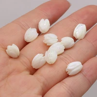 6pcs natural freshwater shell beads carved flowered mother of pearl for diy jewelry making bracelet earring rings accessory