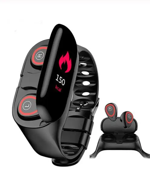 Умные часы M1 с bluetooth-наушником, трекер здоровья, шагомер, фитнес-браслет, умный браслет с беспроводными наушниками, 2в1