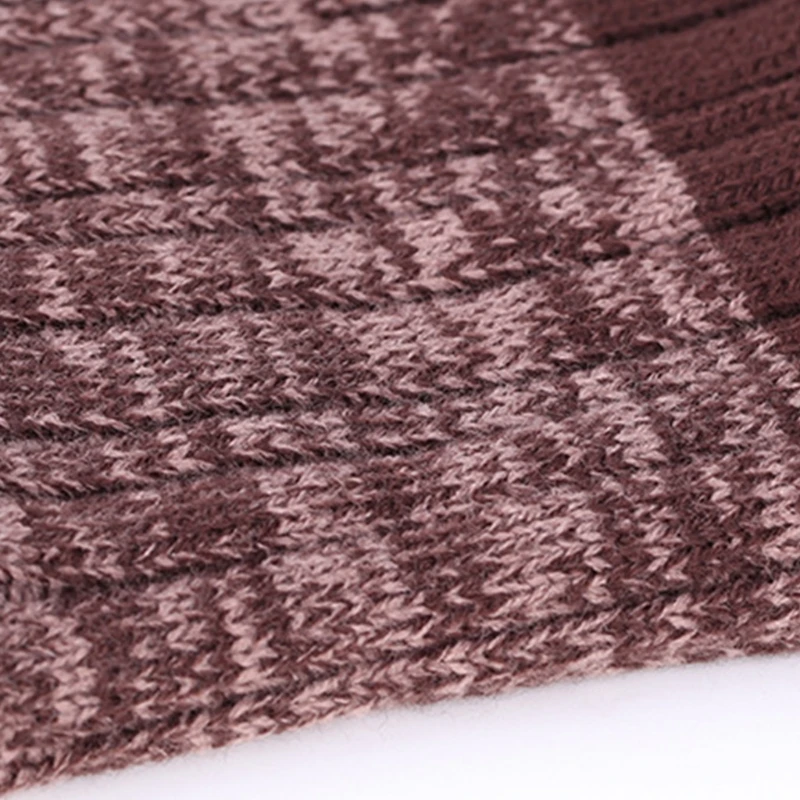 

Unisex Winter 3Pcs Knitted Beanie Hat Scarf Non-Slip Touch Screen Gloves Set Thermal Plush Lined Skull Cap Neck Warmer