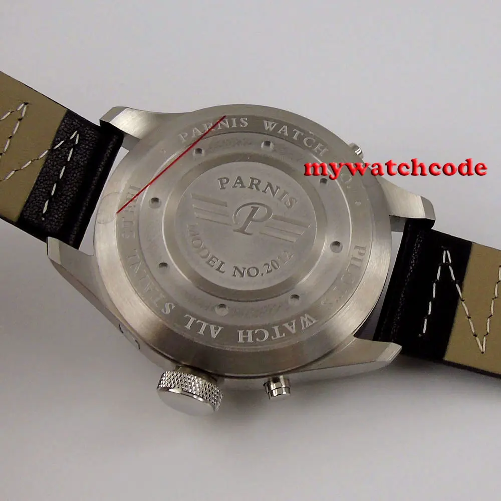 Мужские часы с автоматическим механизмом и кожаным ремешком 43 мм | Наручные