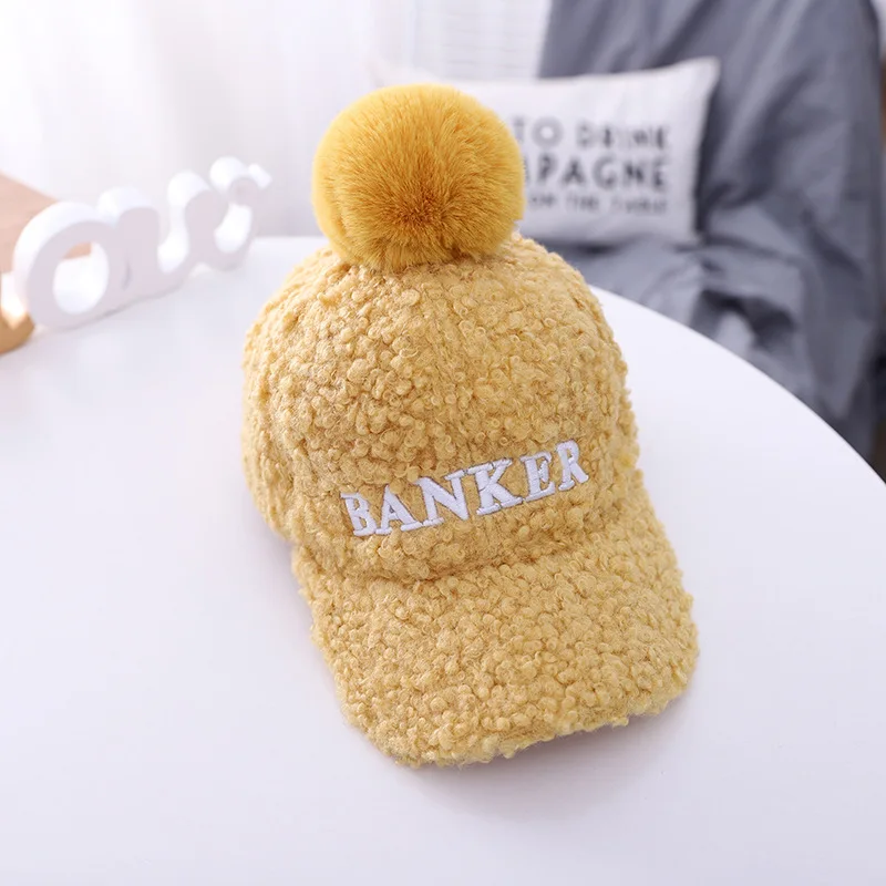 Lamb Wool Cold and Warm Letter Embroidery Baseball Caps Hole Adjustable Hip Hop Hat Soft Top Unisex Women Man Sun Hats
