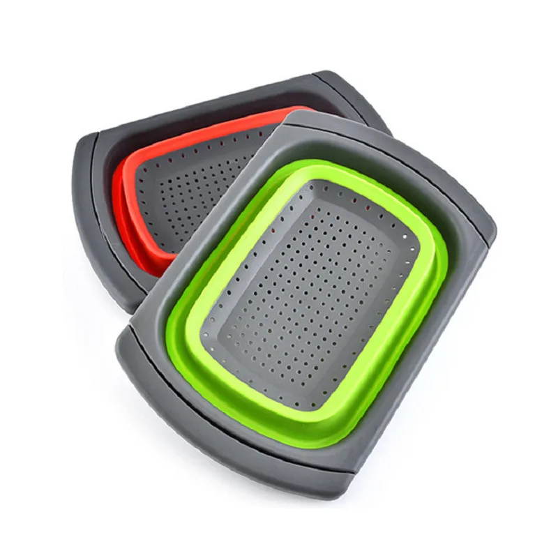 Creative Kitchen Silicone Collapsible Colander Fruit Vegetable Washing Drain Basket With Retractable Handle Accessories | Дом и сад