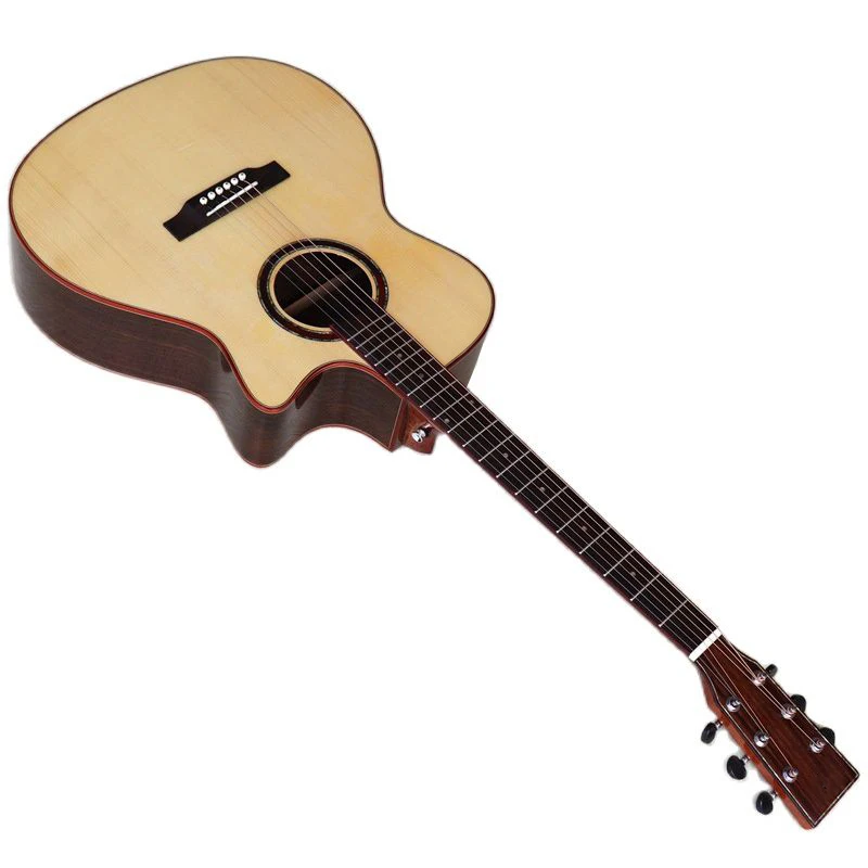 hochglanz elektro akustische gitarre 40 inch solide fichte top cutway design natürliche farbe 6 saiten folk gitarre mit gig tasche free global sh