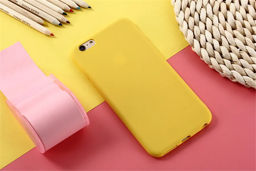 Цвет: желтый Карамельный цвет матовый чехол для телефона для iPhone 7 Plus 6 6s 8 5S SE для iPhone XS MAX X XR 11 pro простой однотонный Мягкий ТПУ чехол s задняя крышка - Цвет: Цвет: желтый
