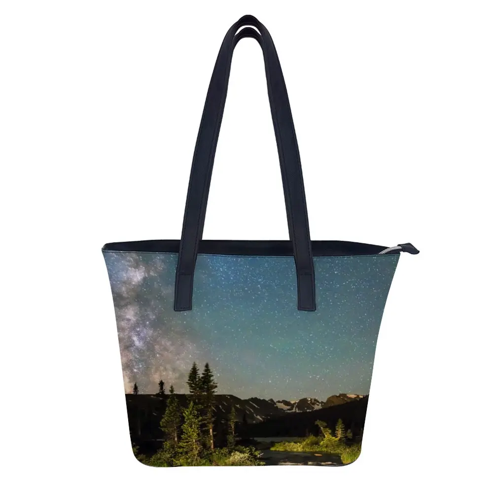 

Starry Sky Shoulder Bag Gifts Leather Handbag Girl Work Belt Colorful Shopping Bag