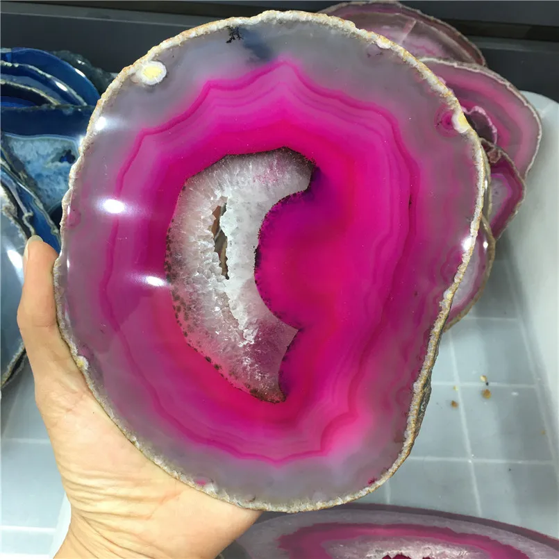 12-15 см фиолетовая Хрустальная агатная плита фрагмент жеоды минеральные горки