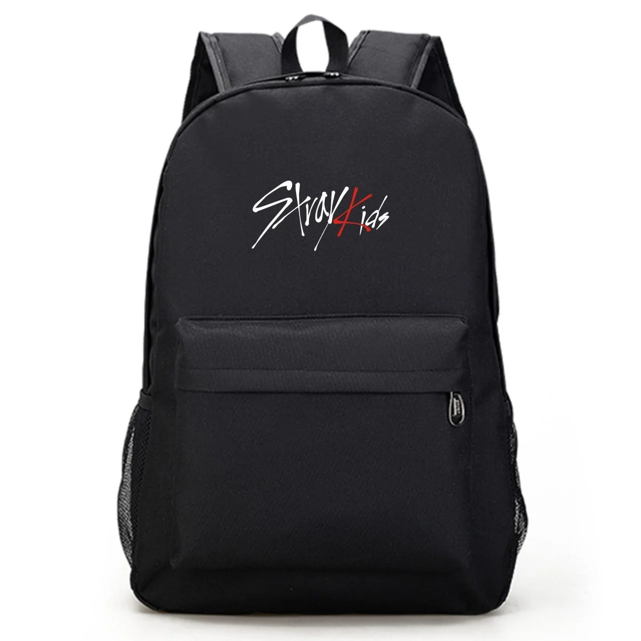

Kpop Stray kids Simple Black backpack traveling school bag Large capacity Wear-resisting polyester kpop stray kids supplies