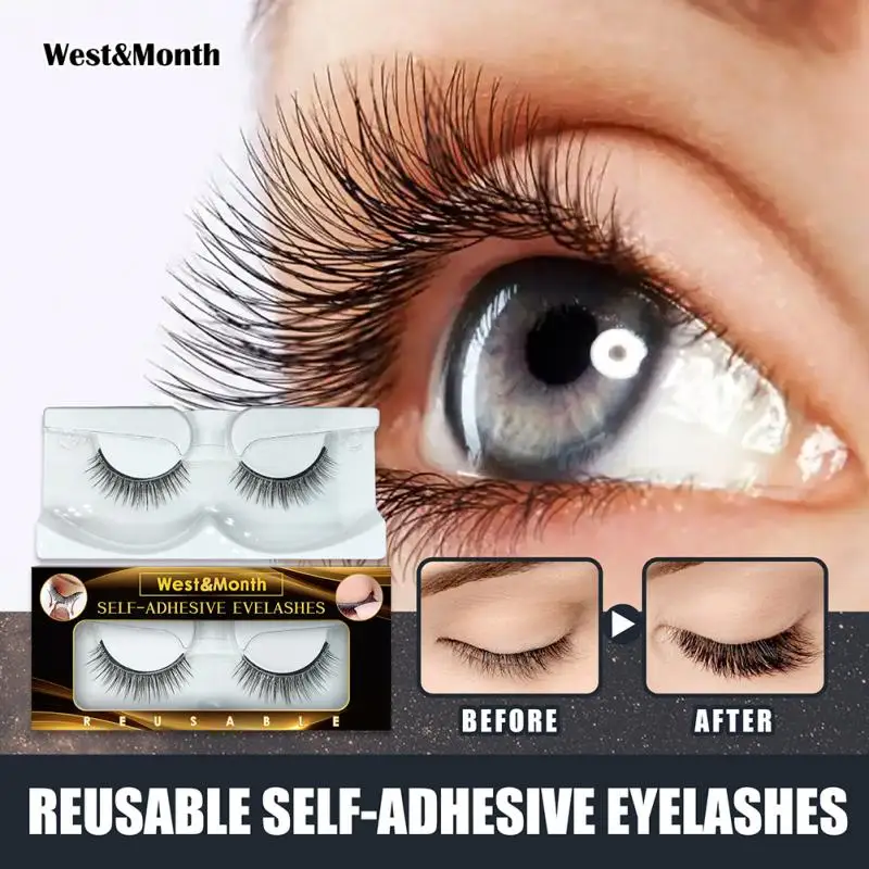 

1 Pairs 3D Self-adhesive False Eyelashes Natural Eyelashes Dramatic False Eyelashes Artificial Eyelashes Make Up Lashes Lengthen