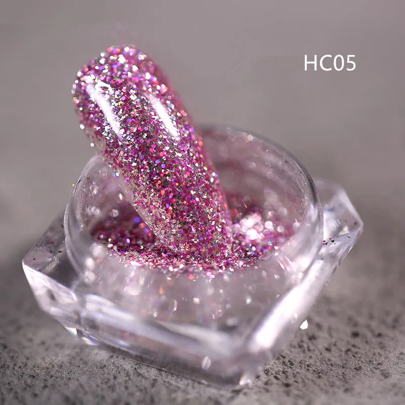 HC05 1 коробка блестящие Платиновые Блестки для ногтей Лазерная Фольга для маникюра смешанные Блестки для ногтей блестки пудра для ногтей Советы украшения - Цвет: HC05