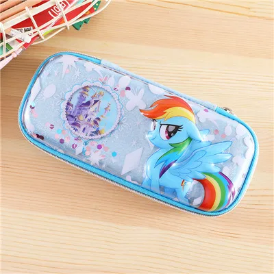 Blue 3 Kawaii Маленький Пони пенал; Забавный 3D единорог Пинки Пирог коробка для карандашей сумка для девочек большие канцелярские школьные принадлежности подарок - Цвет: Blue 3