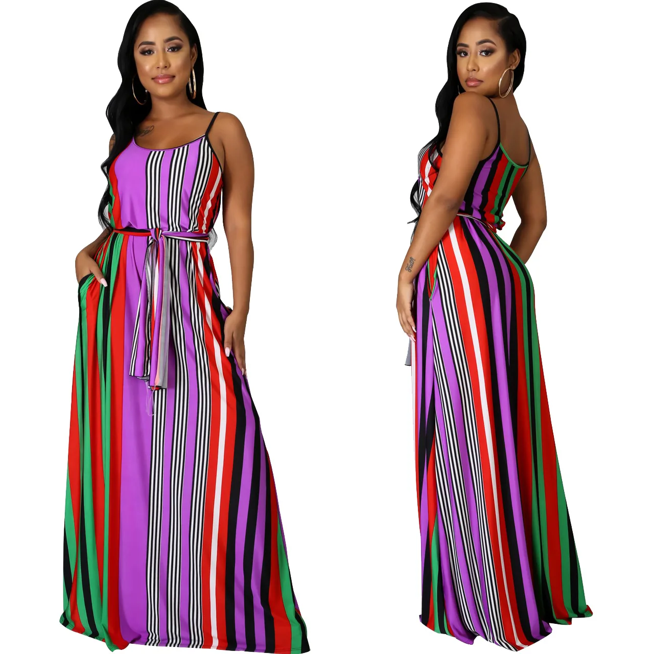 2020 Women Summer Long Maxi Dress Sexy Sleeveless Striped Print Party Night Club Bandage Female Lady Beach Dresses Vestido GL042 | Женская