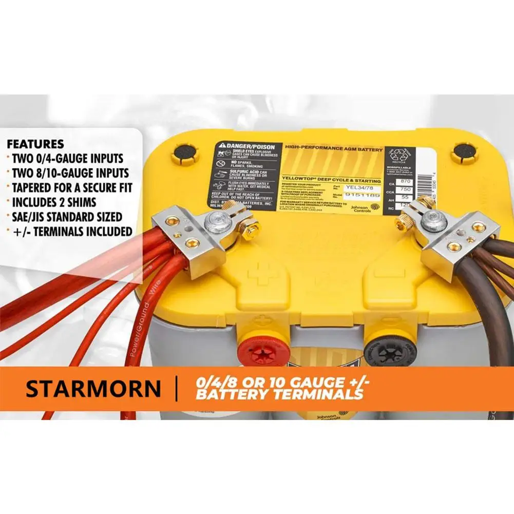 Negative Terminal Positive Car Battery Clamp Connectors Kit Gold-plated Adapter Set Accessories | Автомобили и мотоциклы
