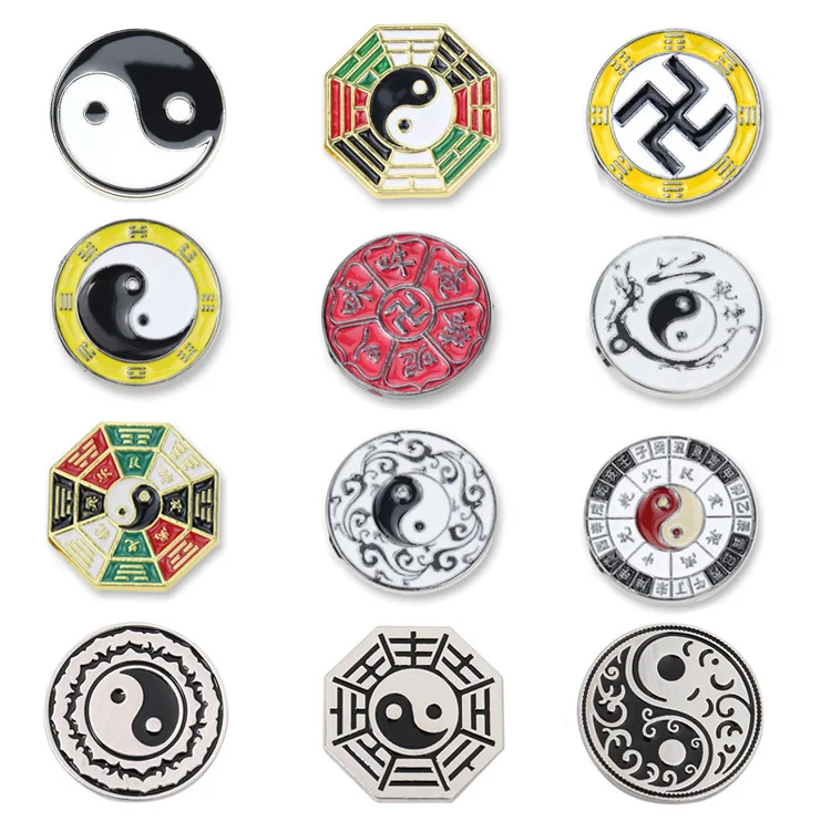 

Religious Taoism Tai Chi Gossip Metal Molded Alloy Brooch Dripping Oil Jewelry Accessories Decorative Clothing Lapel Bag