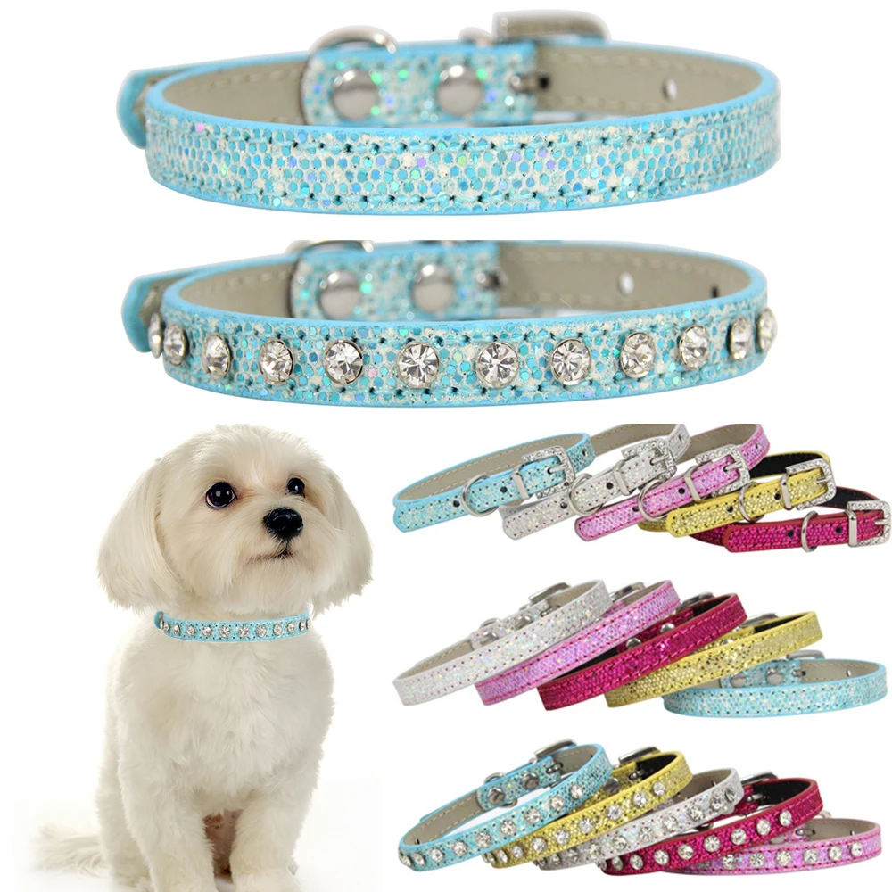 Многоцветный Bling Кошка собачий ошейник с Стразы Регулируемый для питомцев