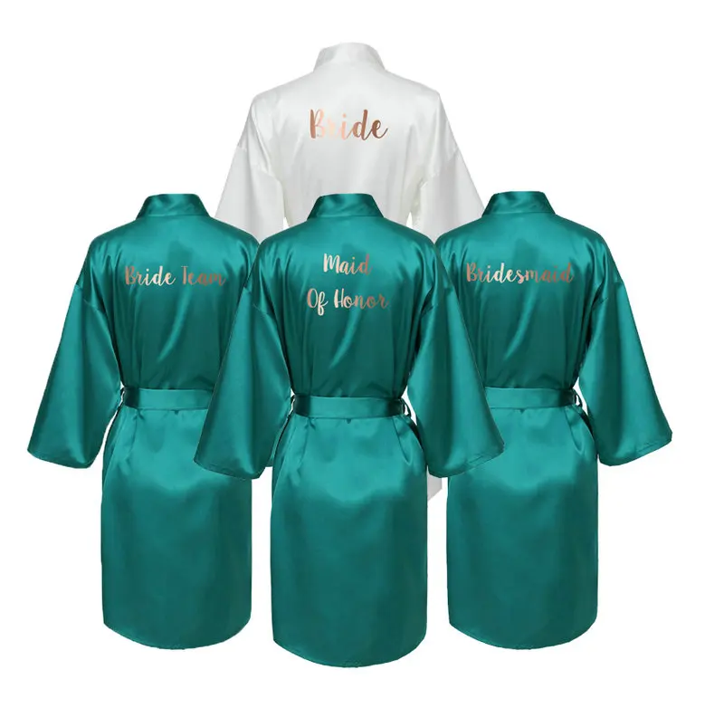 

Green Satin Silk Bride Robe Wedding Robe Bridesmaid Bride Dressing Gown Bridesmaid Robes Bridal Robes