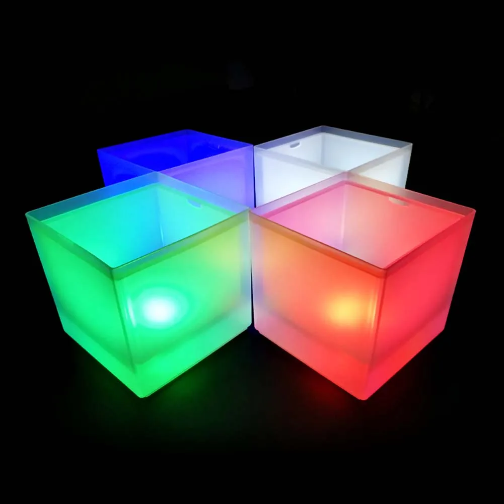 Fashion Double-Layer Champagne Ice Bucket Champagne Light Ice Bucket Square Led Light Ice Bucket Double Ice Bucket Convenient