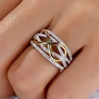 Изысканное модное двухцветное кольцо в форме сердца Золотое витое обручальное кольцо с кристаллами ювелирные изделия на день рождения вечеринку юбилей подарок