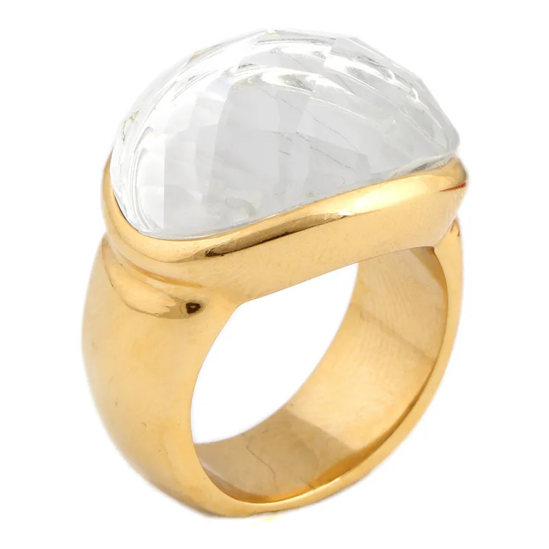 

European And American Style Fashion Simple Ladies Ring Diamond 18K Gold Titanium Steel Stainless Steel Ring Factory Wholesale